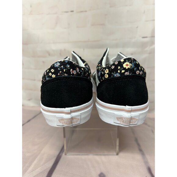 Vans Womens Girls Old Skool Black Floral Canvas Sneakers Size 5 Skater Shoes New - Picture 5 of 9